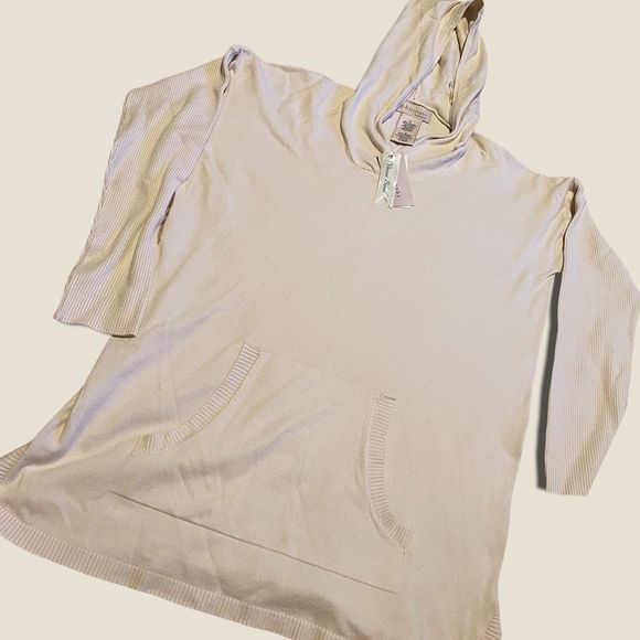 Philosophy - Grey/Cream French Terry Drawstring Hem Cropped Hoodie - size M - Picture 6 of 9